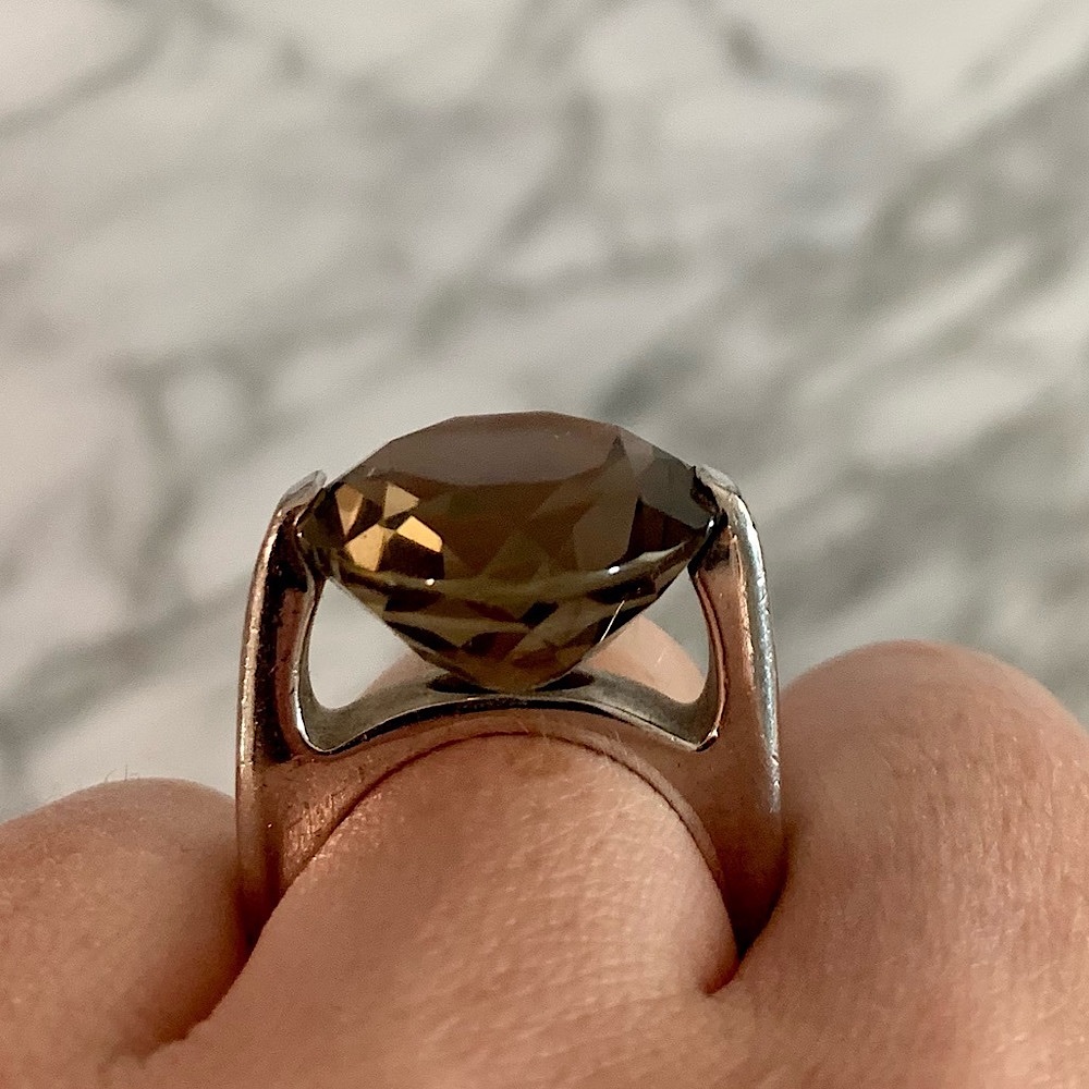 Pianegonda smoky quartz luxury Italian silver statement ring 7 - Picture 2 of 5